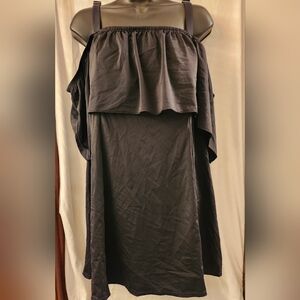 Fit4U Black Off-Shoulder Swim Dress